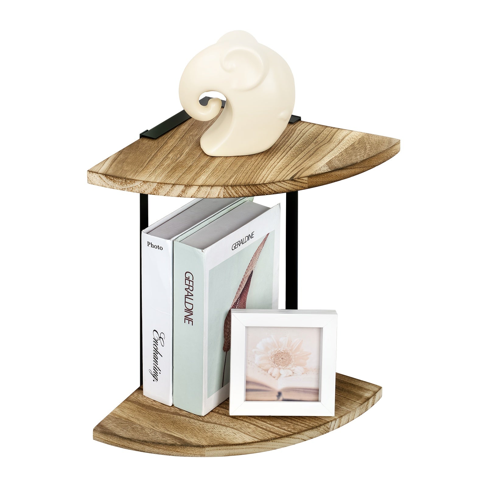 Double-layer Corner Shelf, 13-inch Rustic Wooden Iron Floating Bookshelf Hanger, Retro Wall-mounted Corner Display Rack And Storage Rack, Suitable for Small Spaces Such As Bedrooms, Living Rooms, And Home Offices., Floating Shelves