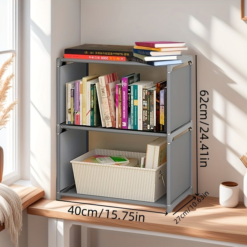 Metal Bookshelf, Space-Saving Gray\u002FBlack Space-Saving Metal Bookshelf - Versatile Easy Assembly For Home Office, Dorm Room & Rental Housing