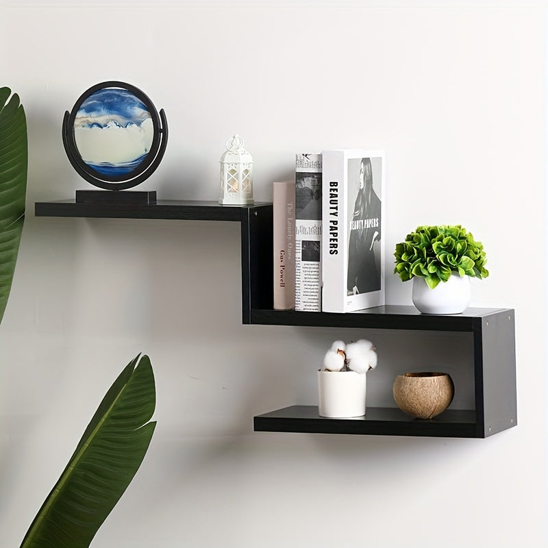 1 Set Of Wooden Wall-mounted Floating Shelves, Which Can Be Combined In Any Style (staircase, Concave, Convex, Etc.), Flower Racks, Bookshelves, Storage Racks, Bedroom, Living Room, Corridor, Kitchen, Bathroom Decorative Racks, Storage Racks
