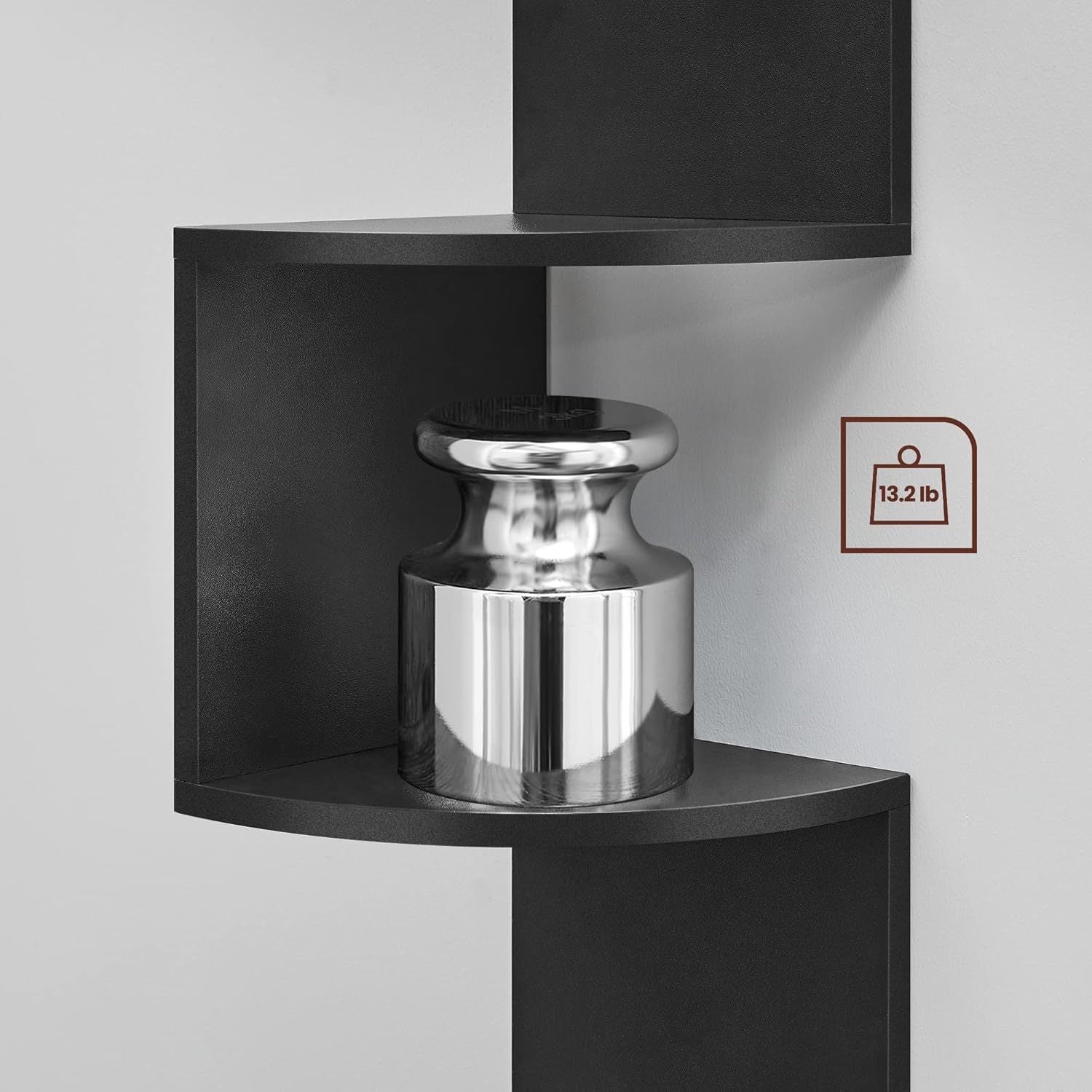 Corner Shelf Wall Mount, 5-Tier Floating Corner Bookshelf, Plant Shelf for Bedroom, Living Room, Bathroom, Home Office, Ink Black, Corner Shelf Stand, Corner Shelf for Living Room