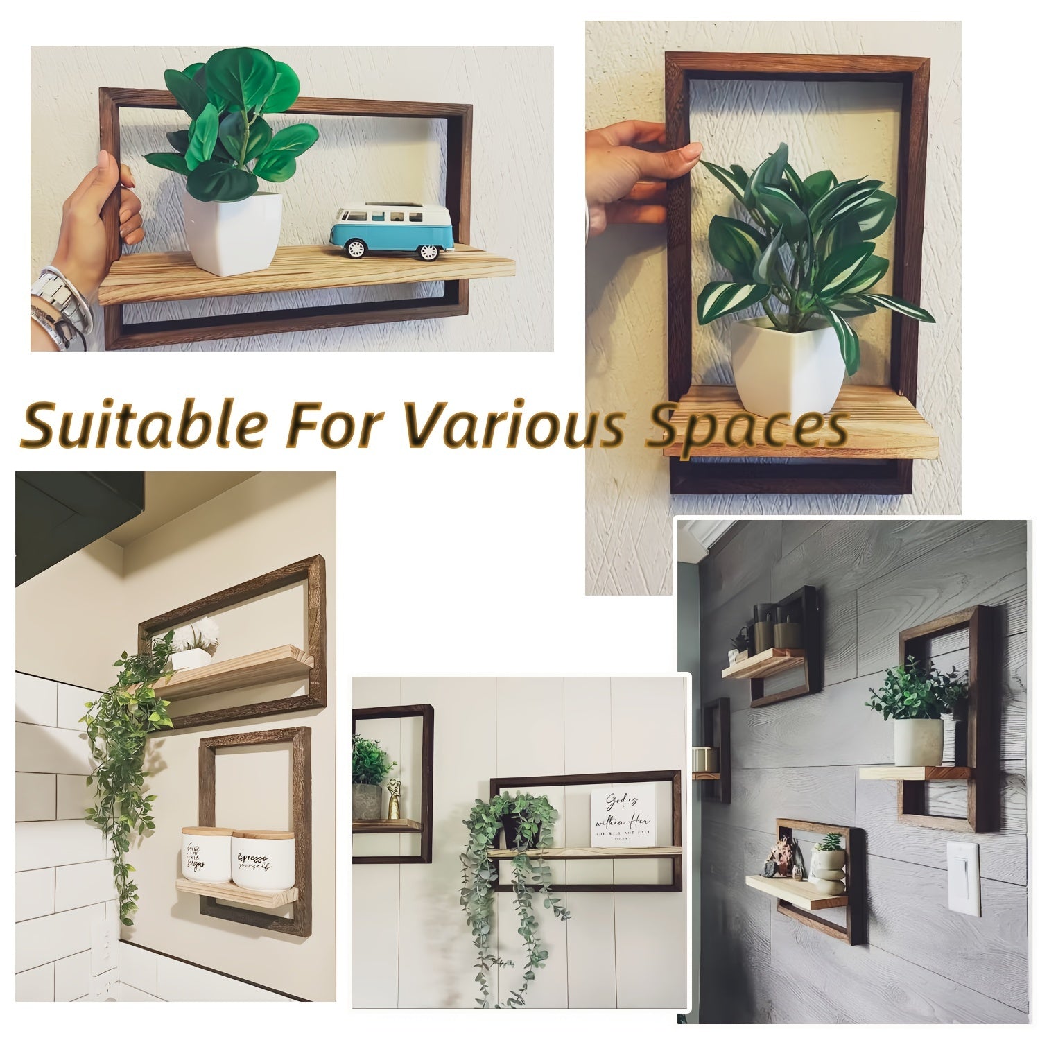 2pcs Set, Storage Bookshelf Wall Shelf Floating Rack, Storage Items Selves, Wall Decor, Wood Material, Suitable for Living Room, Bedroom, Study, Kitchen, Bathroom And Other Spaces, Brown, Floating Shelves