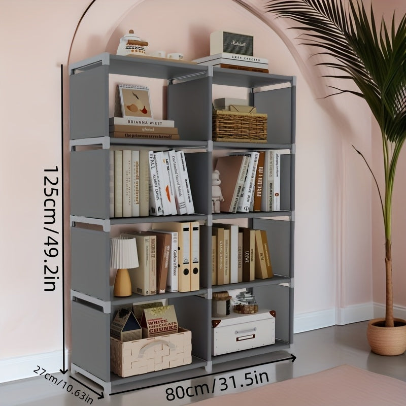 Metal Bookshelf, Space-Saving Gray\u002FBlack Space-Saving Metal Bookshelf - Versatile Easy Assembly For Home Office, Dorm Room & Rental Housing