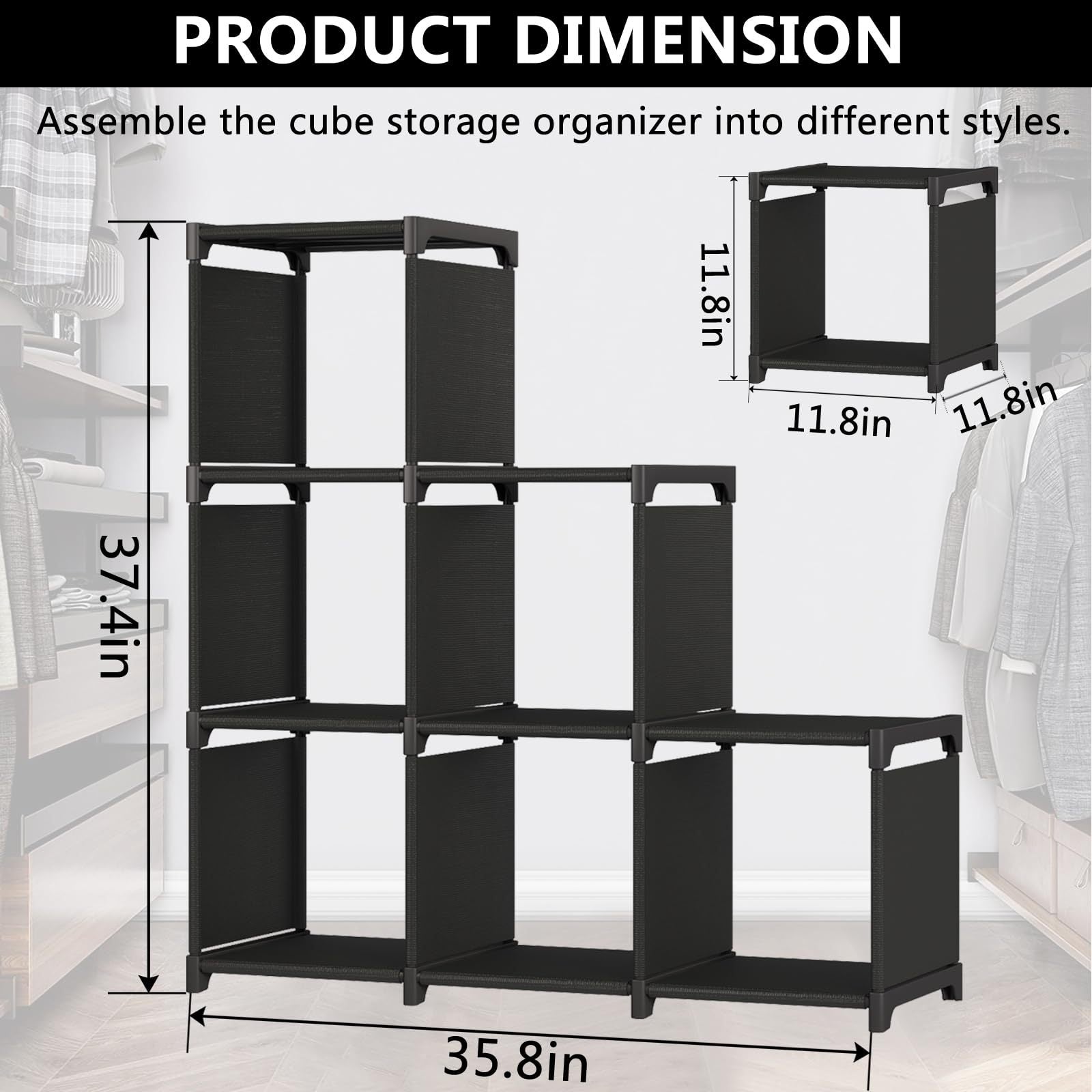 Heavy-Duty 22.05LB Capacity Black Metal Storage Rack Bookcase - Freestanding Floor Shelf with 3-Tier Shelves, 27\