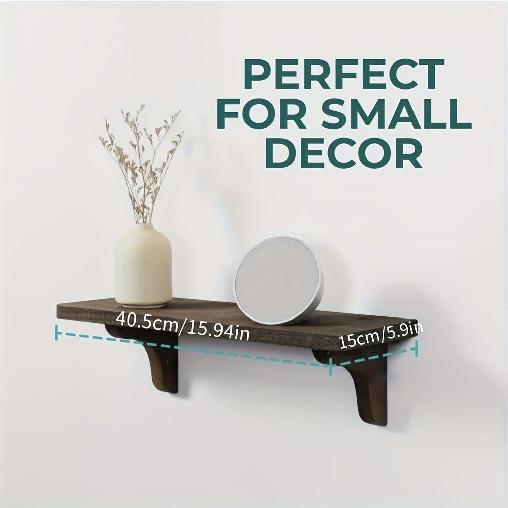 2pcs Rustic Wooden Wall Shelves - 16 Inches, Easy to Install Storage Shelf, Floating Bookshelf for Books, Plants, Candles, Home Organization, Hallway, Bedroom, Living Room & Bathroom Decorative Wall Rack, Perfect Gift Idea, Floating Shelves