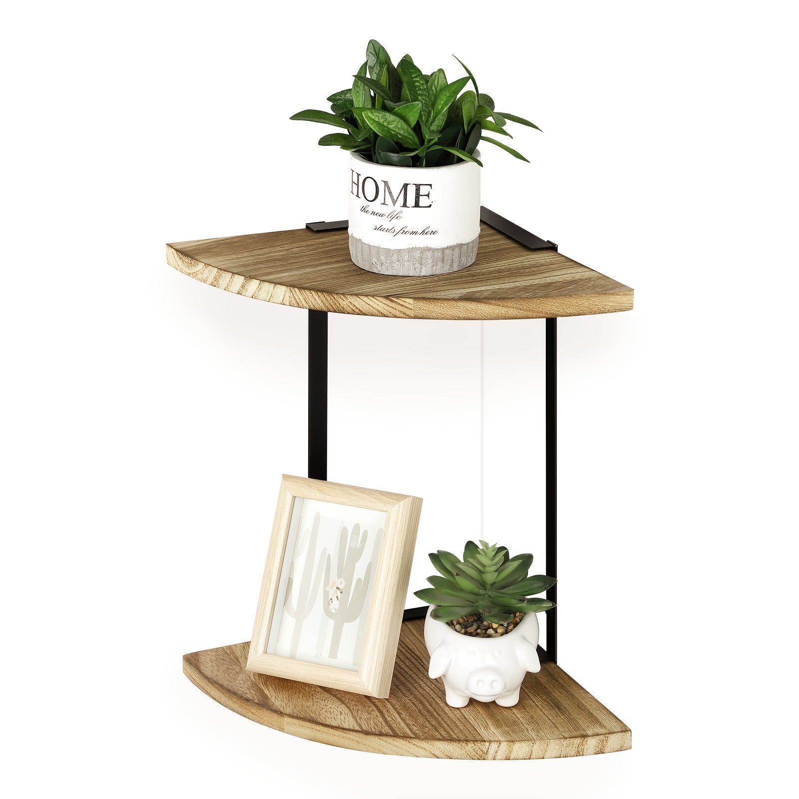 Double-layer Corner Shelf, 13-inch Rustic Wooden Iron Floating Bookshelf Hanger, Retro Wall-mounted Corner Display Rack And Storage Rack, Suitable for Small Spaces Such As Bedrooms, Living Rooms, And Home Offices., Floating Shelves