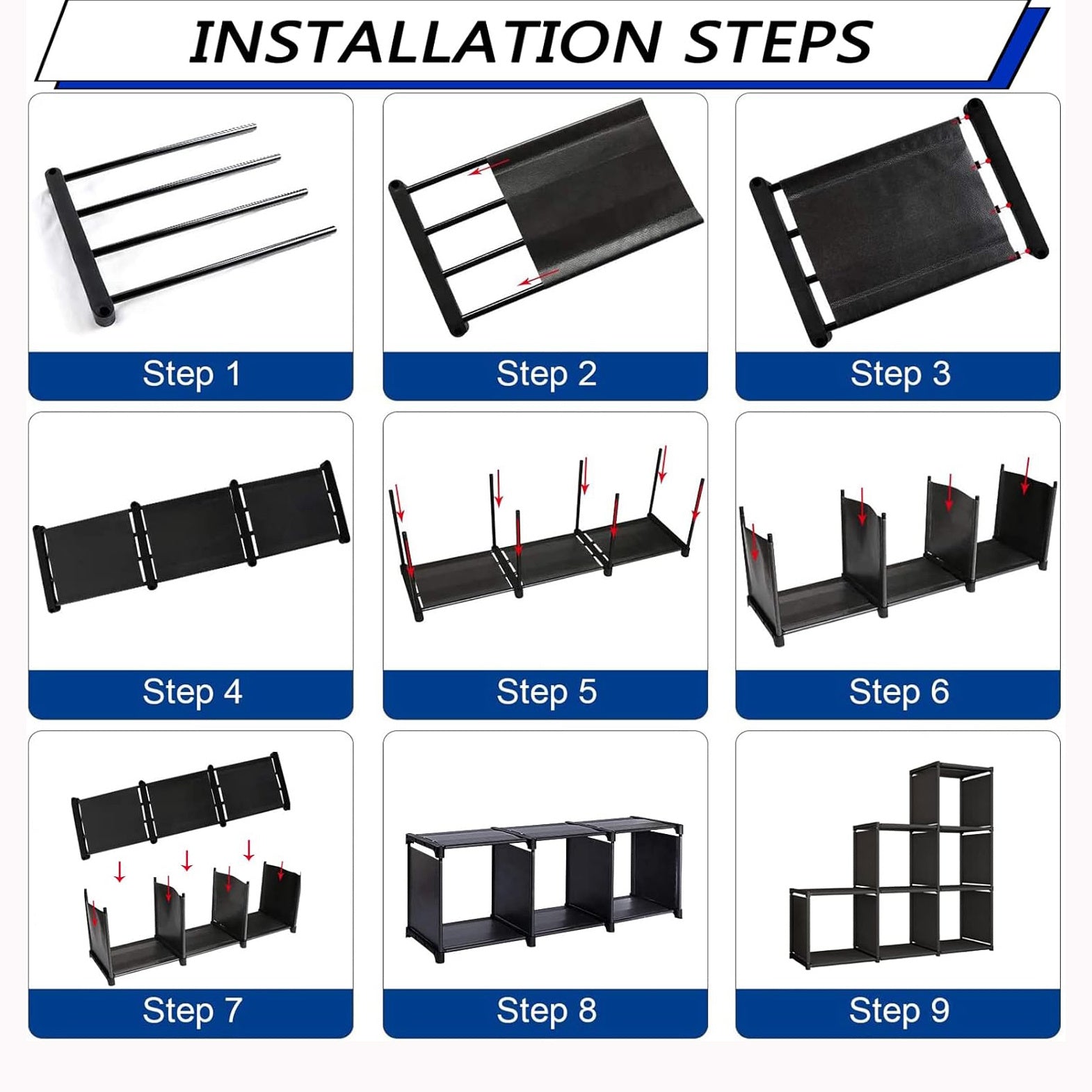 6-Cube Black Metal Bookshelf - Large Capacity, Multifunctional Storage Organizer with Easy Assembly for Home Office, Living Room, Bedroom Decor, Bookshelf Decorations