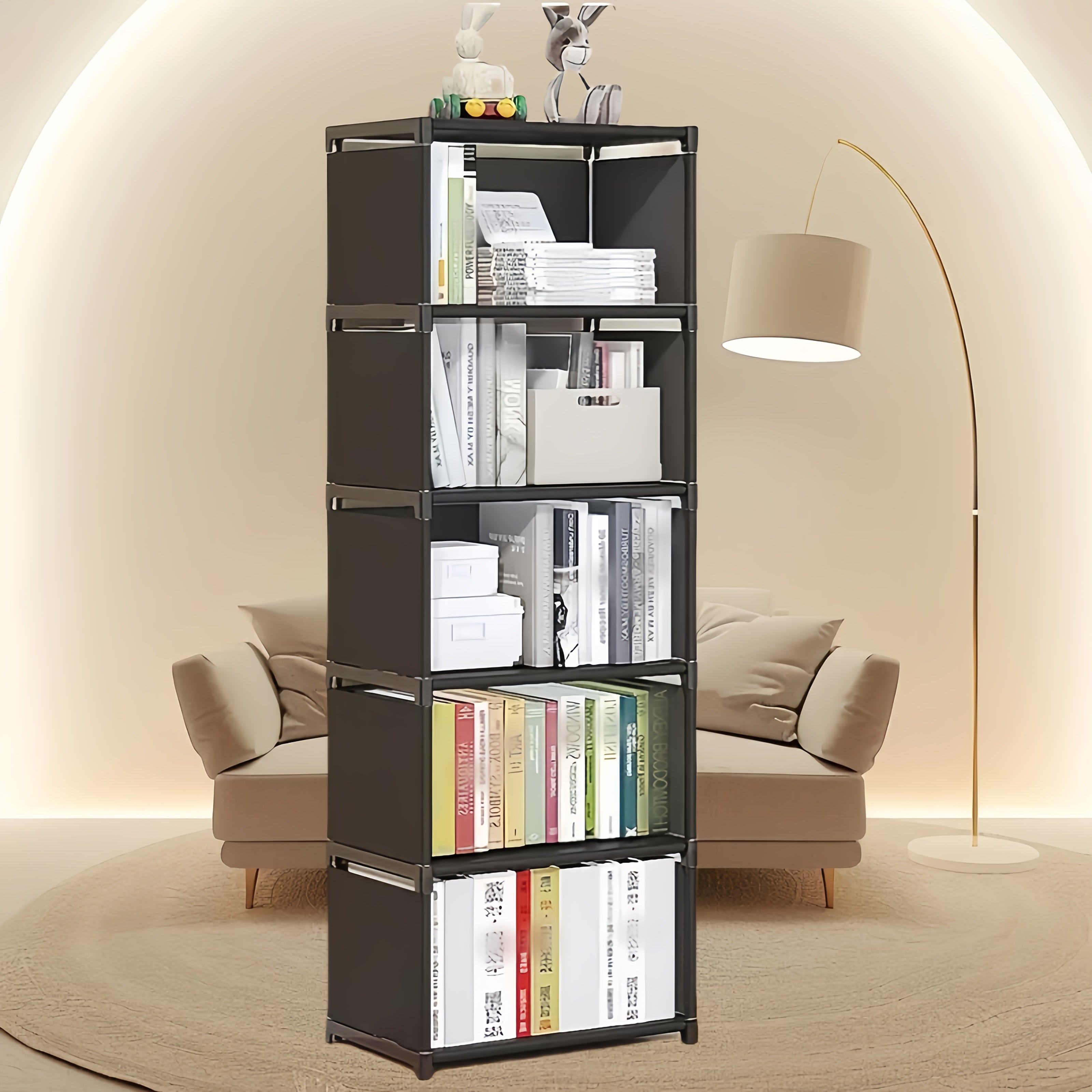 Home simple bookshelf, student small bookshelf, desktop office bookshelf, rental house storage rack, dormitory luggage rack, bedside bedroom floor to floor shelf