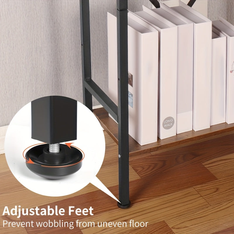 Adjustable 3-Tier Metal Bookshelf with X-Style Reinforced Shelves - Freestanding, Easy Assembly, Sturdy Black Finish for Office, Living Room, Bedroom Storage, Bookcase Furniture, Versatile Shelving Unit, Modern Aesthetic, Durable Construction