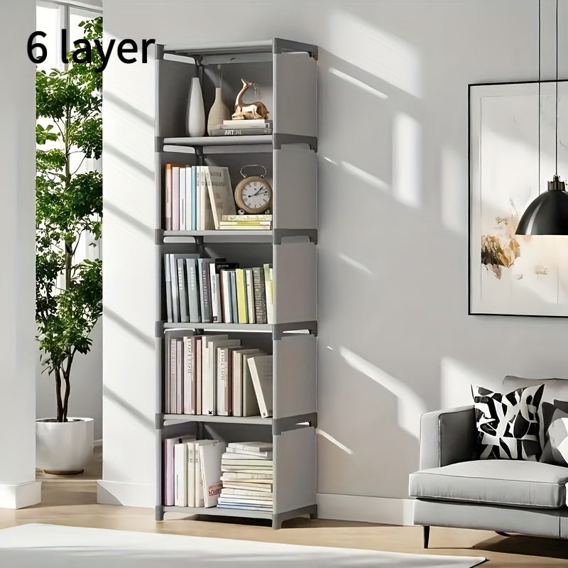 3-Color Options Metal Bookshelf - Freestanding Vertical Storage Shelf with Back Panel, 27\