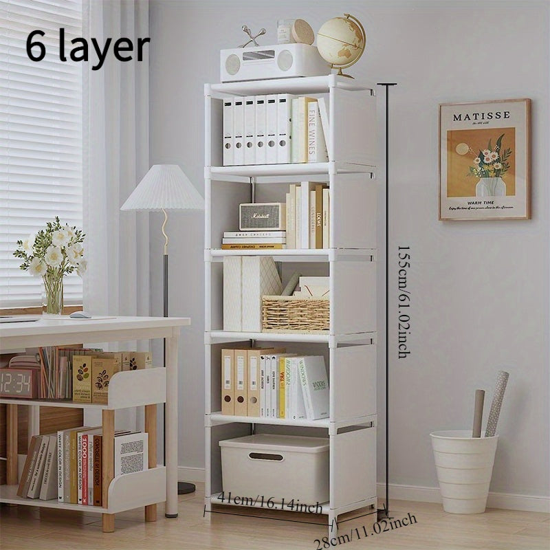 3-Color Options Metal Bookshelf - Freestanding Vertical Storage Shelf with Back Panel, 27\