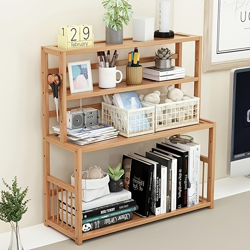 1pc 3-Tier Minimalist Desktop Bookshelf | Home Dorm Desk\u002F Office Workstation\u002F Bay Window Simple Storage Rack Narrow Space-Saving Shelf Suitable for Bedroom, Study Room, Office