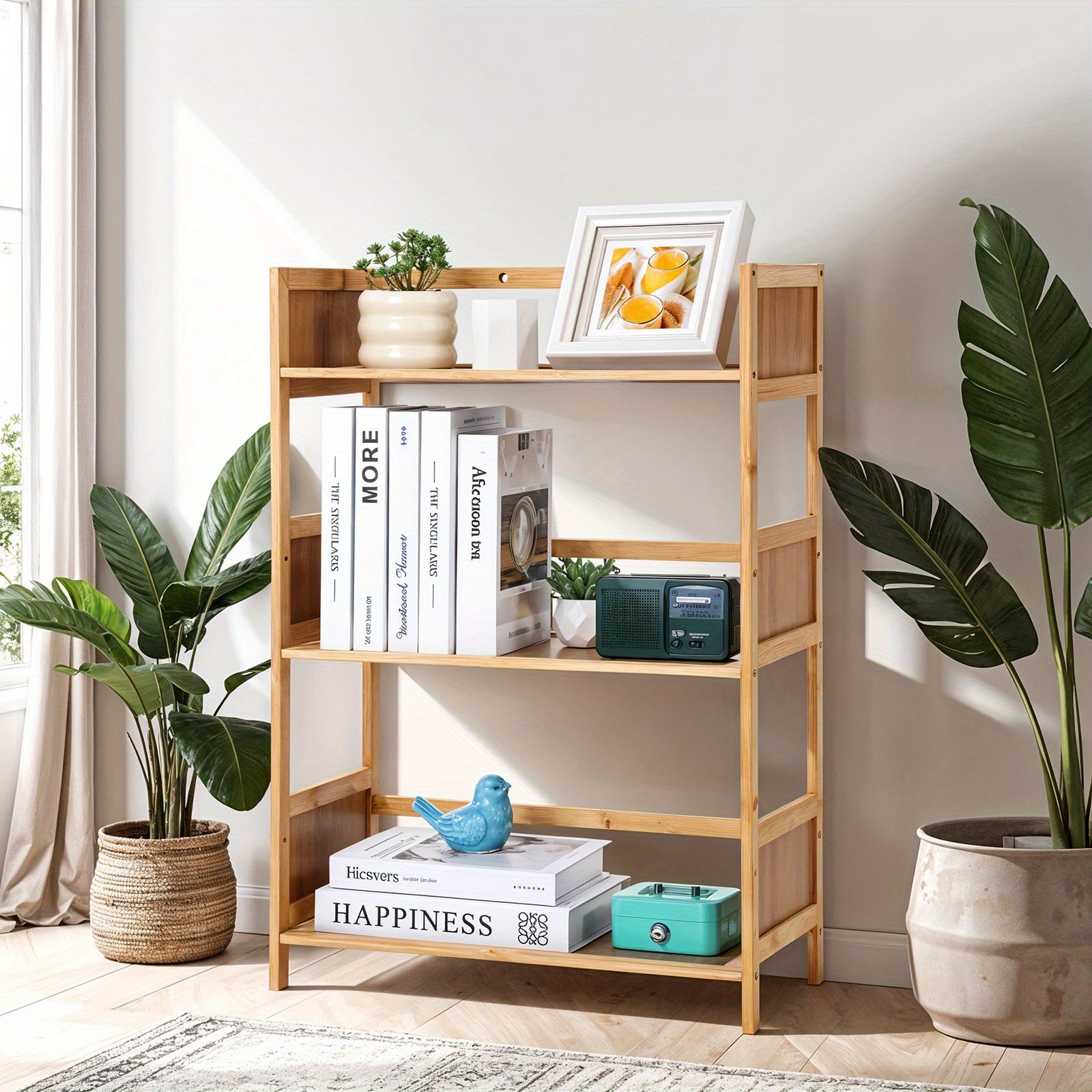 Three-layer Bookshelf Multi-layer Floor-standing Bookshelf | Three-layer, 50cm (19.6 Inches), Independence Day Living Room Decoration Essential