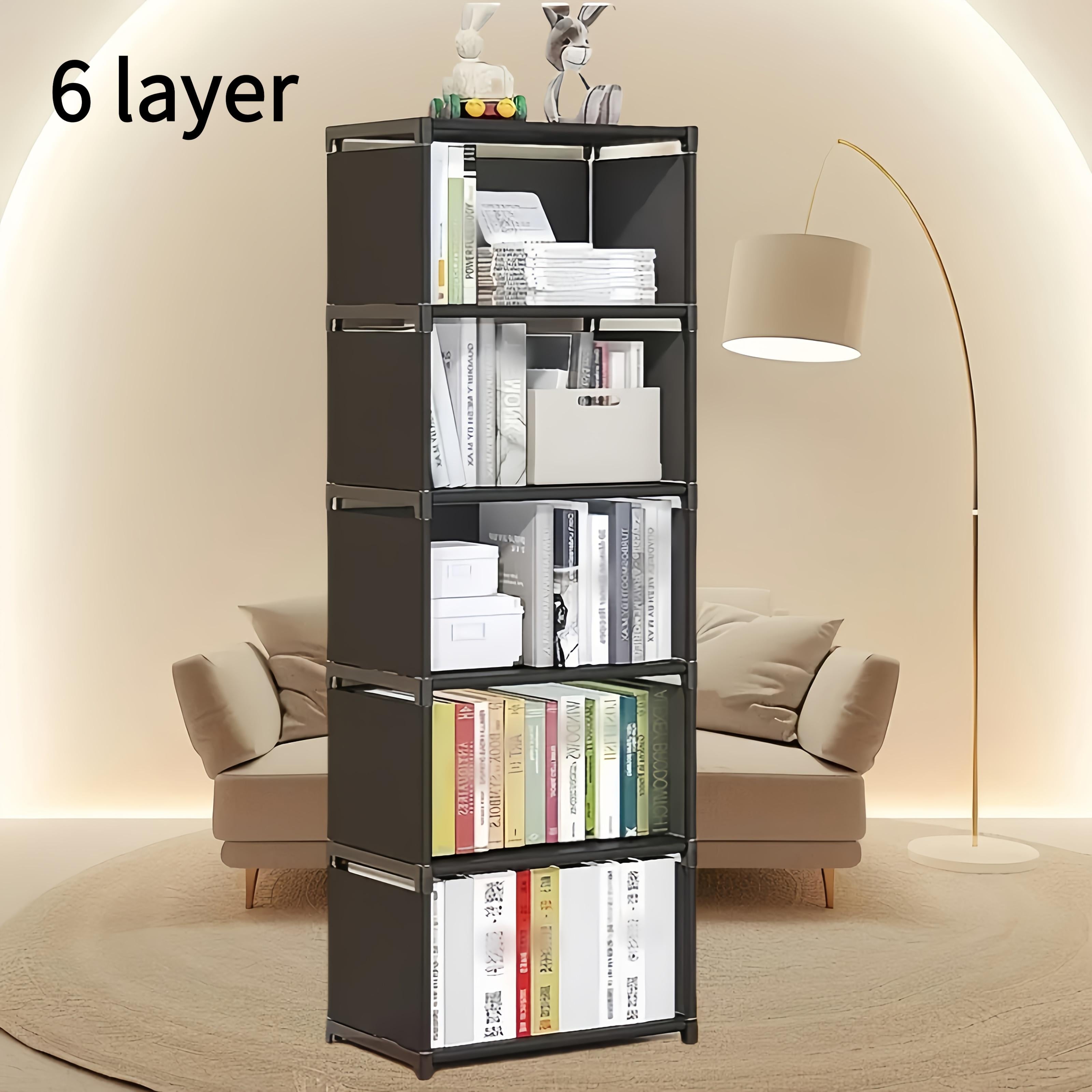 3-Color Options Metal Bookshelf - Freestanding Vertical Storage Shelf with Back Panel, 27\