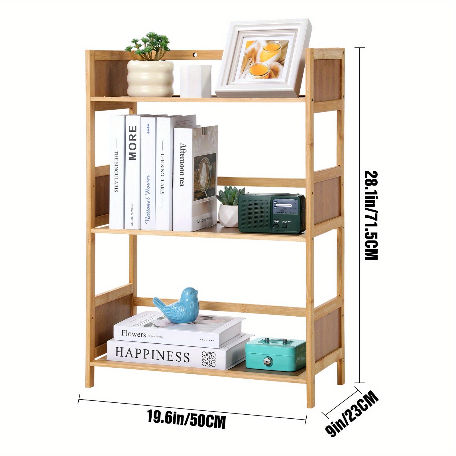 Three-layer Bookshelf Multi-layer Floor-standing Bookshelf | Three-layer, 50cm (19.6 Inches), Independence Day Living Room Decoration Essential