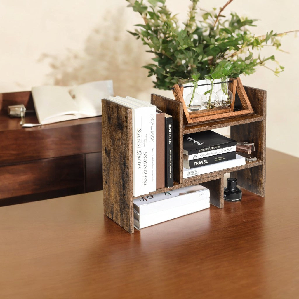 Small Wooden Bookcase, Desktop Rack for Office Studio And Kitchen, Tabletop Storage Organizer with 3 Adaptable Modules, Elevate Your Workspace Aesthetics, Prep for Home Decor