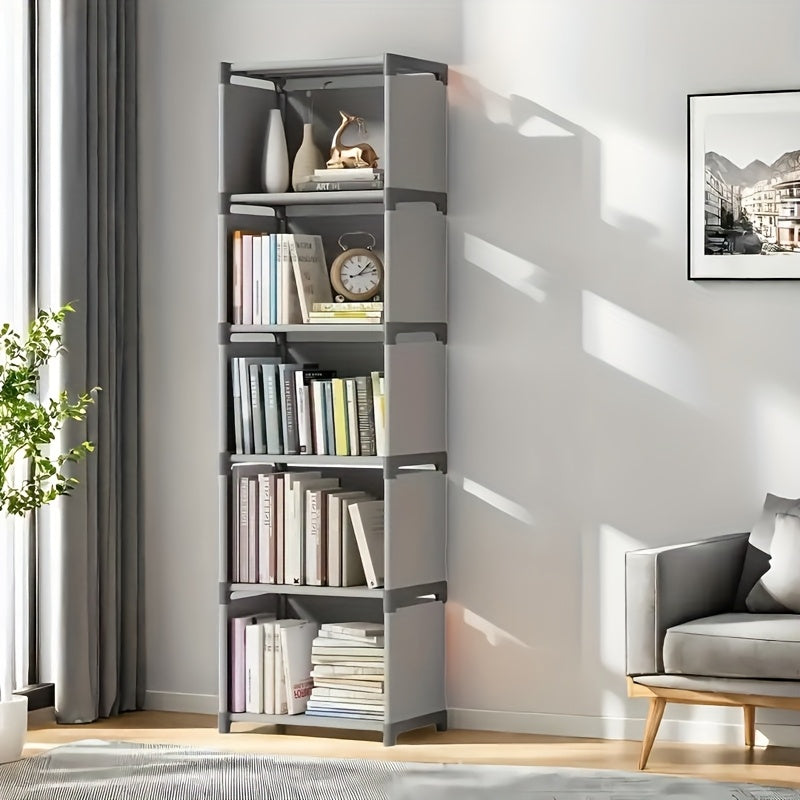 3-Color Options Metal Bookshelf - Freestanding Vertical Storage Shelf with Back Panel, 27\