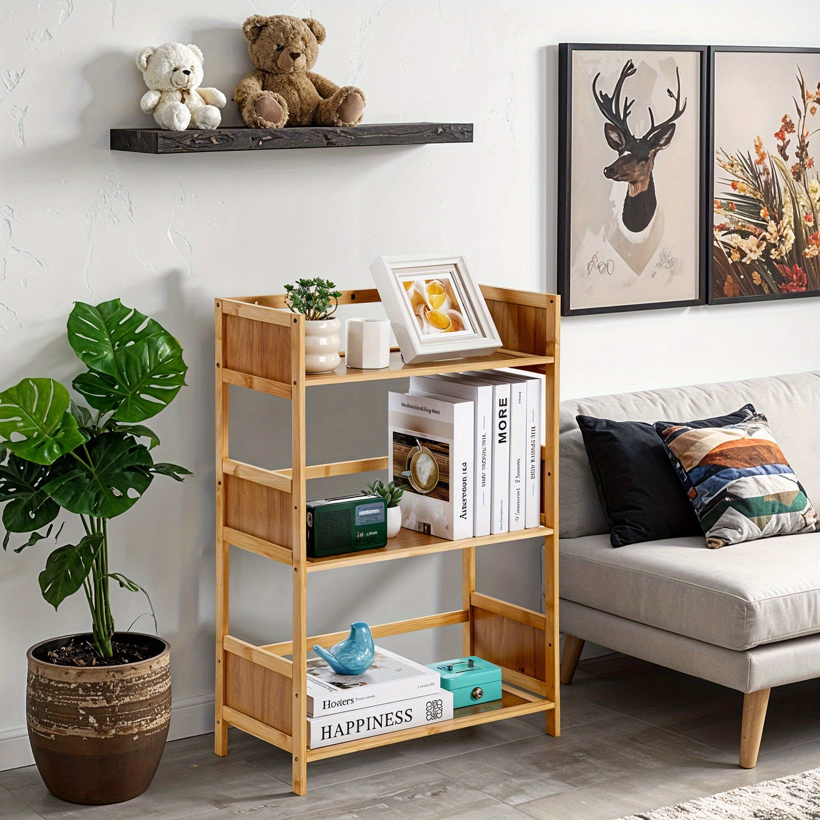 Three-layer Bookshelf Multi-layer Floor-standing Bookshelf | Three-layer, 50cm (19.6 Inches), Independence Day Living Room Decoration Essential