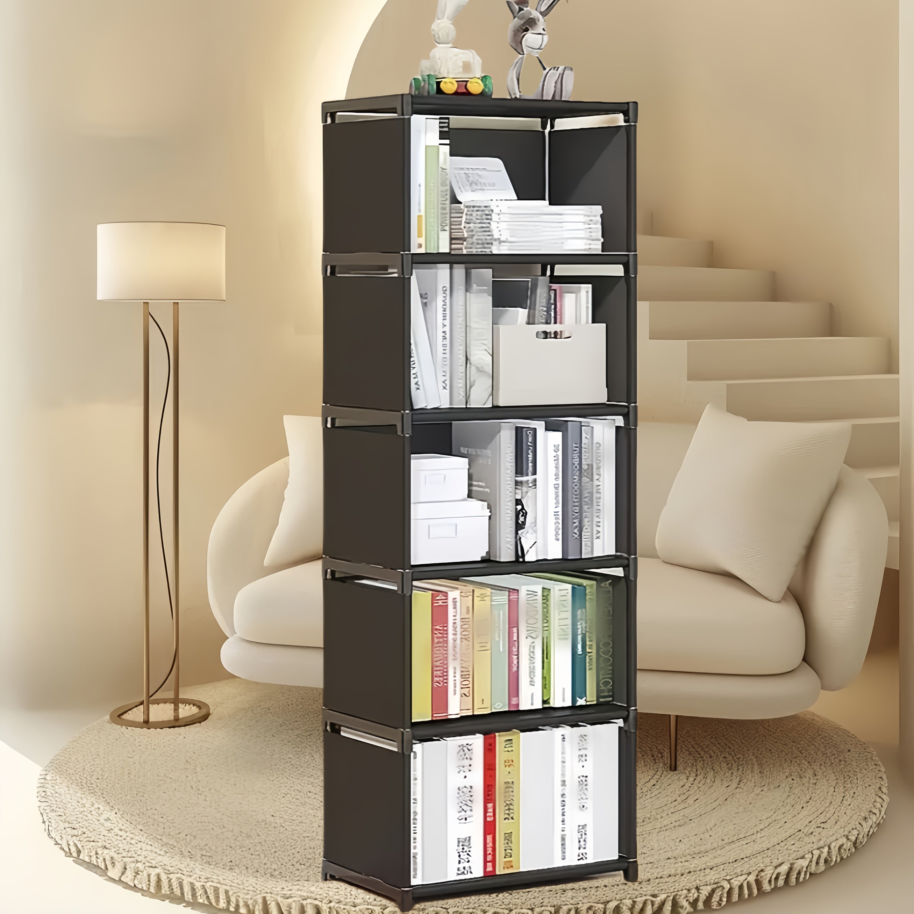 Home simple bookshelf, student small bookshelf, desktop office bookshelf, rental house storage rack, dormitory luggage rack, bedside bedroom floor to floor shelf