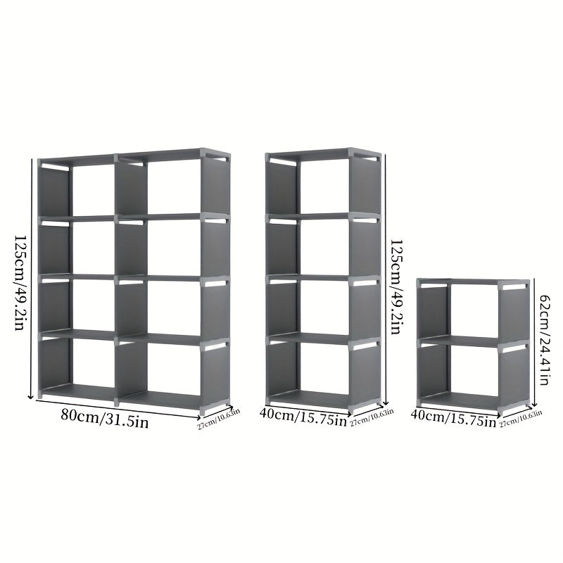 Metal Bookshelf, Space-Saving Gray\u002FBlack Space-Saving Metal Bookshelf - Versatile Easy Assembly For Home Office, Dorm Room & Rental Housing