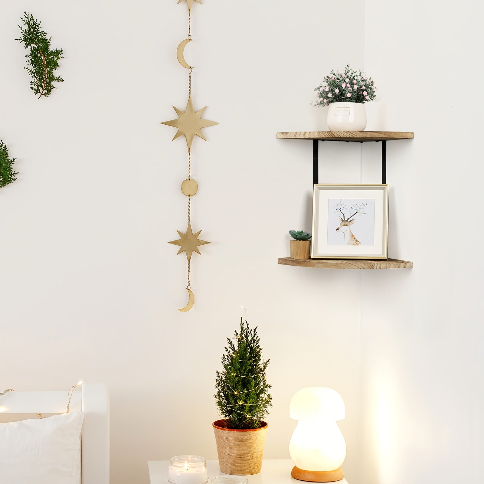 Double-layer Corner Shelf, 13-inch Rustic Wooden Iron Floating Bookshelf Hanger, Retro Wall-mounted Corner Display Rack And Storage Rack, Suitable for Small Spaces Such As Bedrooms, Living Rooms, And Home Offices., Floating Shelves