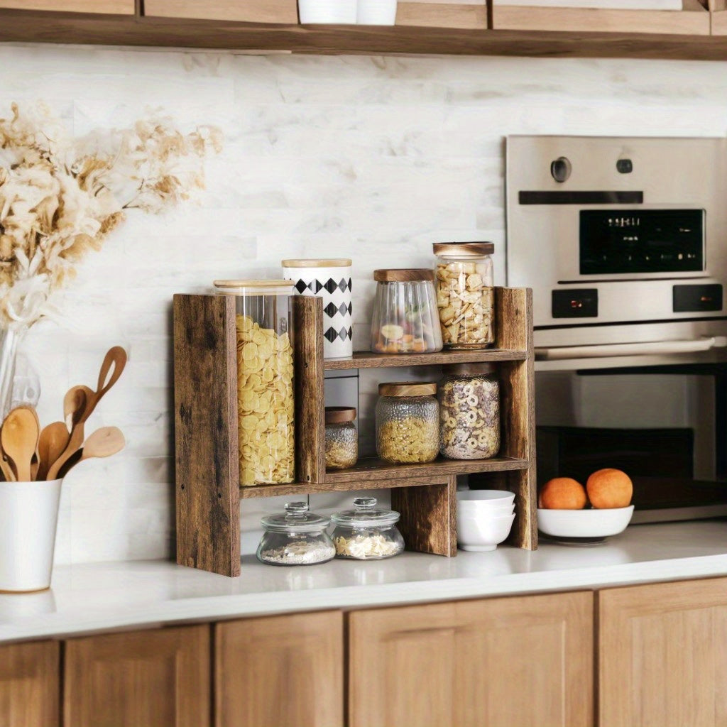 Small Wooden Bookcase, Desktop Rack for Office And Studio, Tabletop Storage Organizer with 3 Adaptable Modules, Elevate Your Workspace Aesthetics, Home Decor