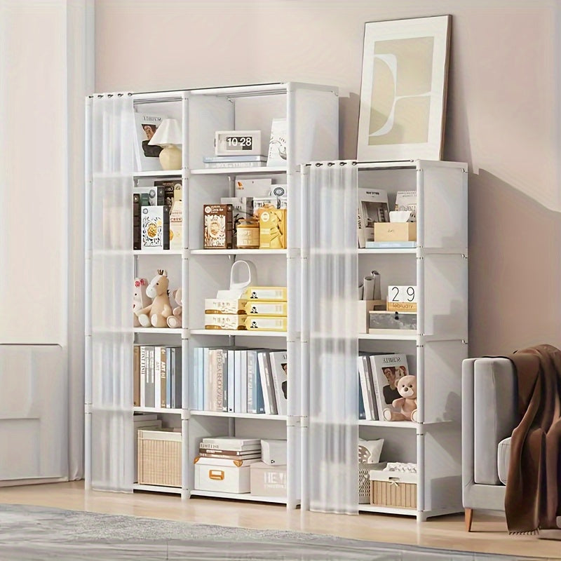 Multi-Functional Bookshelf 1pc Multi-Functional Classic Bookshelf Storage Rack | Available in Black and White Colors, Multi-Layered Independent Shelves with Large Capacity Dustproof Design, Easy to Assemble - Perfect for Home, Office, or Classroom Use