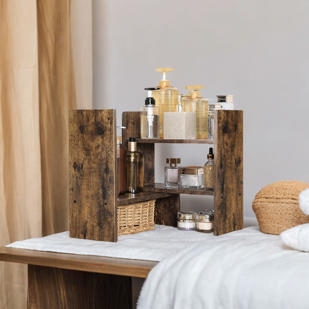 Small Wooden Bookcase, Desktop Rack for Office And Studio, Tabletop Storage Organizer with 3 Adaptable Modules, Elevate Your Workspace Aesthetics, Home Decor