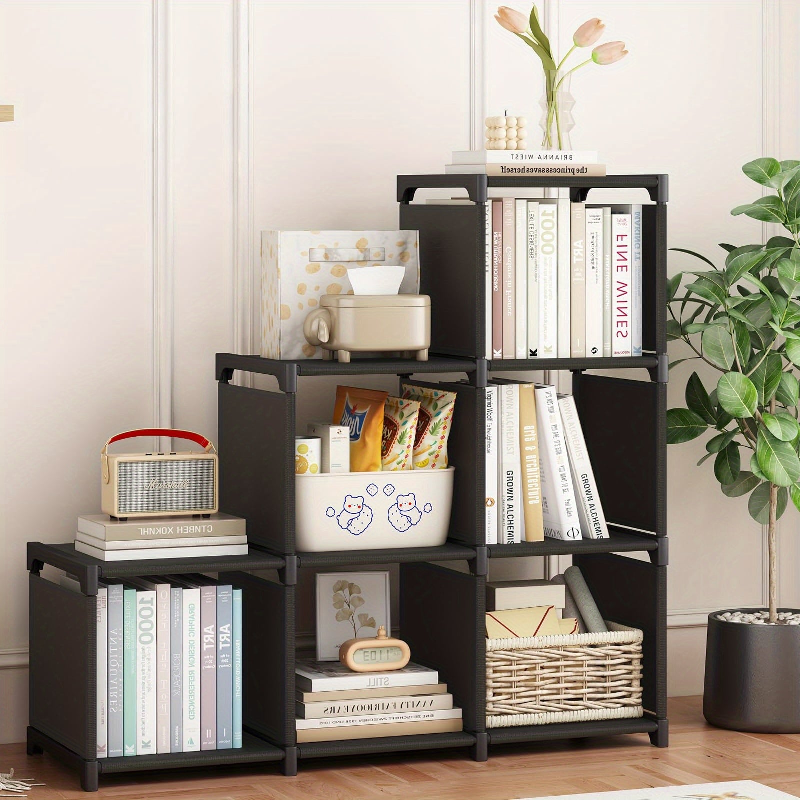 Bookcases Cube Storage 6-Cube Closet Organizer Storage Shelves Cubes Organizer DIY Plastic Closet Cabinet Modular Book Shelf Organizing Storage Shelving For Bedroom Living Room, Baskets, Bins & Containers for Home Organization